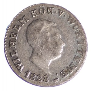 Niemcy, Württemberg, Wilhelm I, 1 Kreuzer 1828 - bardzo ładny