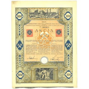 Sierszańskie Zakłady Górnicze S.A., 100 Zloty, Ausgabe VI - mit Briefmarken zu 2 Schilling und 10 Groschen