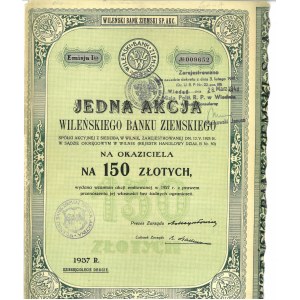 Vilniuská pozemková banka, emisia 1, 150 zlotých 1937