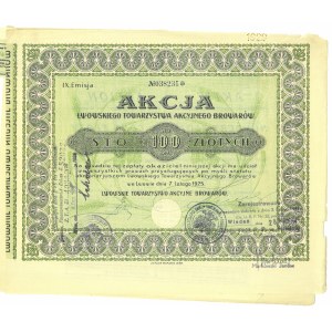Lwowskie Towarzystwo Akcyjne Browarów - IX Emisja- 100 złotych