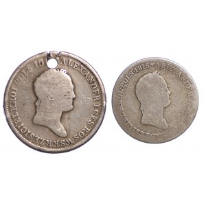 1 złoty i 2 złote 1830 - zestaw 2 sztuki