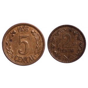 Litauen, 2 Centai 1936 und 5 Centai 1936