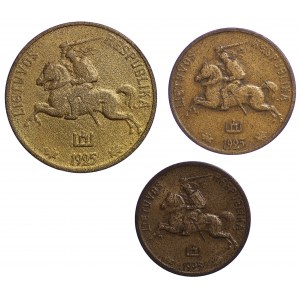 Lituanie, 50 centu 1925, 10 centu 1925 et 5 centai 1925