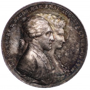 Niemcy, SAKSONIA, medal z 1793 r., sygnowany HOE(CKNER), wybity z okazji bierzmowania Marii Augusty, córki Fryderyka Augusta i Marii Amalii