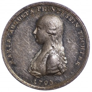 Nemecko, SAKSONIA, medaila z roku 1793, signovaná HOE(CKNER), vyrazená pri príležitosti konfirmácie Márie Augusty, dcéry Friedricha Augusta a Márie Amálie