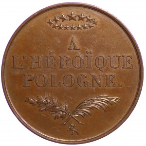 Medal, a L'Heroique Pologne (Bohaterskiej Polsce) 1831 - piękny