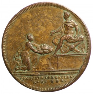 Medal 1740, medal with depictions of the first triumvirate: Pompey, Caesar and Crassus