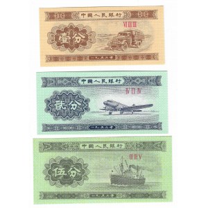 Chiny, 1,2 i 5 fen 1953 - zestaw 3 sztuki