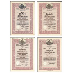 Danzig, Landesbank und Girozentrale Danzig-Westpreusen, Pfandbrief 100 Reichsmark, 1941 - Satz zu 4 Stück - verschiedene Sorten