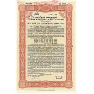 Tschechoslowakei, Garantiertes Konversionsdarlehen der österreichischen Regierung über 5.000 Kronen, 1934-59