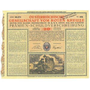 Rakúsko, dlhopis Červeného kríža, 20 korún, Viedeň 1916