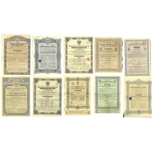 Russia, Set of 10 stocks/bonds