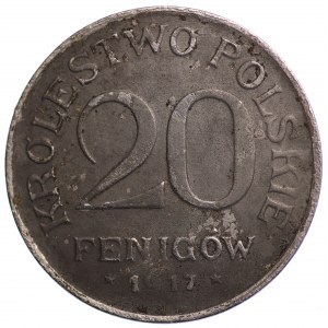 20 fenigów 1917 - DESTRUKT - niedobita 9 w dacie
