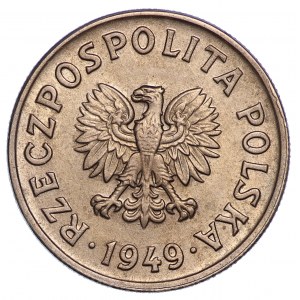 50 groszy 1949, Miedzionikiel - przy ogonie i koronie efekt ducha