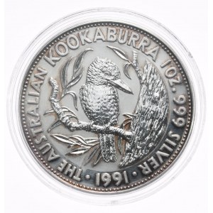 Australia, Kookaburra, 1991, 1 oz, uncja Ag 999