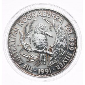 Australia, Kookaburra, 1991, 1 oz, Ag 999 ounce