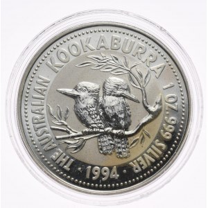 Austrálie, Kookaburra, 1994, 1 oz, Ag 999 unce