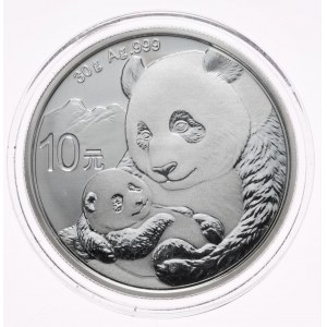 Čína, panda 2019, 30 g Ag 999