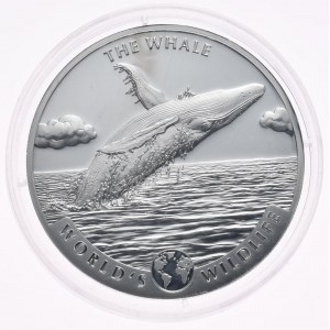 Kongo, 20 frankov 2020, veľryba, 1 oz, jedna unca Ag 999