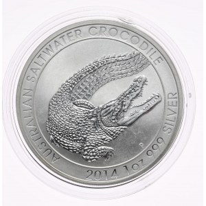 Austrália, Krokodíl 2014, 1 oz, 1 oz Ag 999