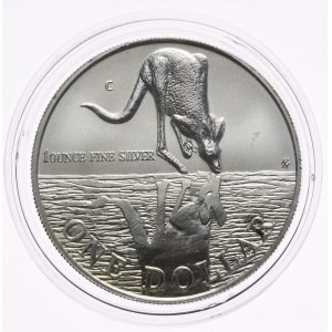 Australia, kangur 1997, 1 oz, 1 uncja Ag 999 , destrukt - pęknięcie stempla