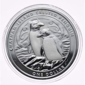 Nowa Zelandia, pingwiny 2020, 1 oz, uncja Ag 999