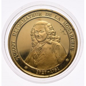 Francja, pozłacany medal, srebro 999, historia Francji, Turgot