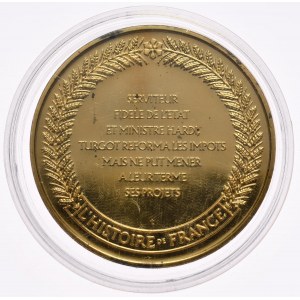 Francja, pozłacany medal, srebro 999, historia Francji, Turgot