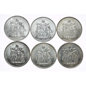 Francja, 10 franków, różne roczniki od 1965, zestaw 6 sztuk (1)