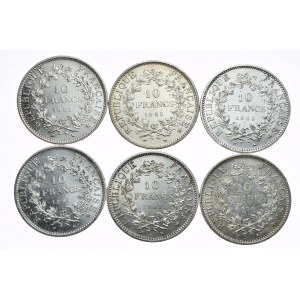 Francja, 10 franków, różne roczniki od 1965, zestaw 6 sztuk (2)