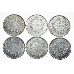 Frankreich, 10 Francs, verschiedene Jahrgänge ab 1965, Satz zu 6 Stück (3)