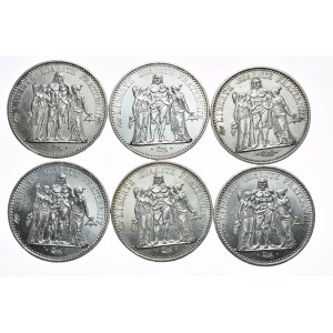 Francja, 10 franków, różne roczniki od 1965, zestaw 6 sztuk (3)