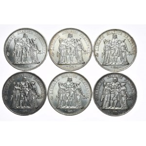 Frankreich, 10 Francs, verschiedene Jahrgänge ab 1965, Satz zu 6 Stück (4)
