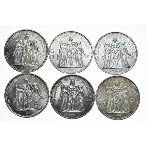 Francja, 10 franków, różne roczniki od 1965, zestaw 6 sztuk (5)