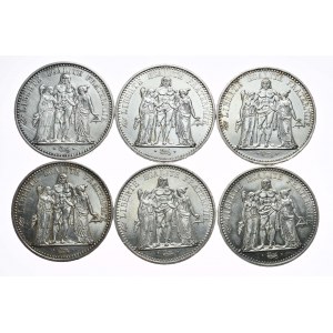 Francja, 10 franków, różne roczniki od 1965, zestaw 6 sztuk (6)