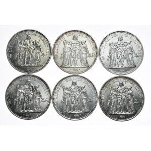 Frankreich, 10 Francs, verschiedene Jahrgänge ab 1965, Satz zu 6 Stück (7)