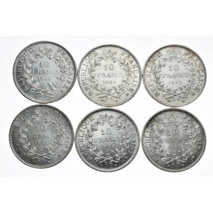 Francja, 10 franków, różne roczniki od 1965, zestaw 6 sztuk (8)