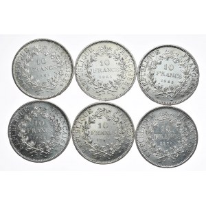 Francja, 10 franków, różne roczniki od 1965, zestaw 6 sztuk (9)