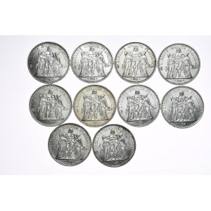 Francja, 10 franków, różne roczniki od 1965, zestaw 10 sztuk (1)