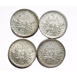 France, 5 francs, sower, set of 20 pieces