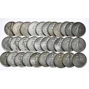 France, 5 francs, sower, set of 30 pieces