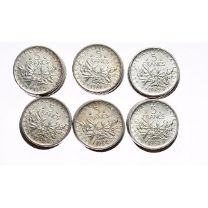 France, 5 francs, sower, set of 30 pieces