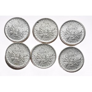 France, 5 francs, sower, set of 30 pieces