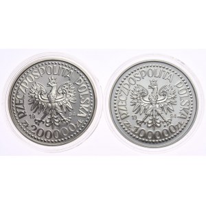 Satz von 2 Stück 100000 Zloty 1994 Warschauer Aufstand - Jahrestag, 200000 Zloty 1994 Monte Cassino