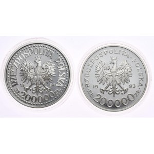 Set of 2 pieces 200000 zl 1993 Szczecin, 1994 Union of War Invalids