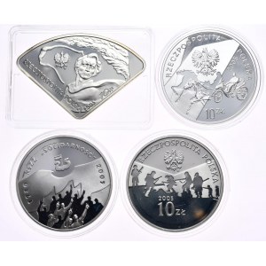 Set of 4 pieces 10 zloty 2005, EXPO, Galczynski, Solidarity, 60th Anniversary of the end of WWII
