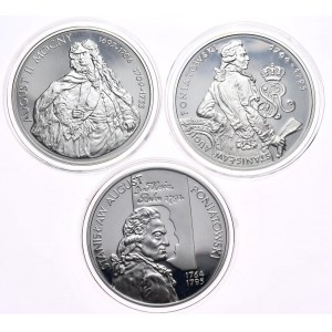Set of 3 pieces 10 zl 2005 August II the Strong half figure, Stanislaw August Poniatowski bust and half figure