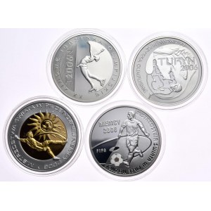 Set of 4 pieces 10 zloty 2006, Turin Games Skating and Snowboarding, World Cup Germany Ball and coin with gilded core