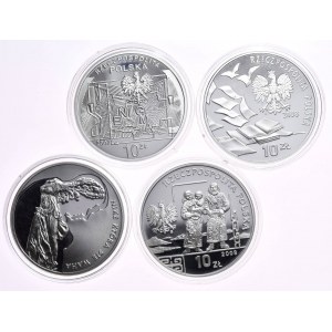 Set of 4 pieces 10 zloty 2007-2008, Enigma, Herbert, Anniversary of March 1968, B. Pilsudski