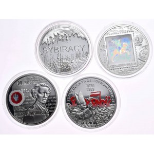 Set of 4 pieces 10 zloty 2008-2009, Anniversary of the Wielkopolska Uprising, Anniversary of the Founding of the Post Office, Sybiracy, Solidarity